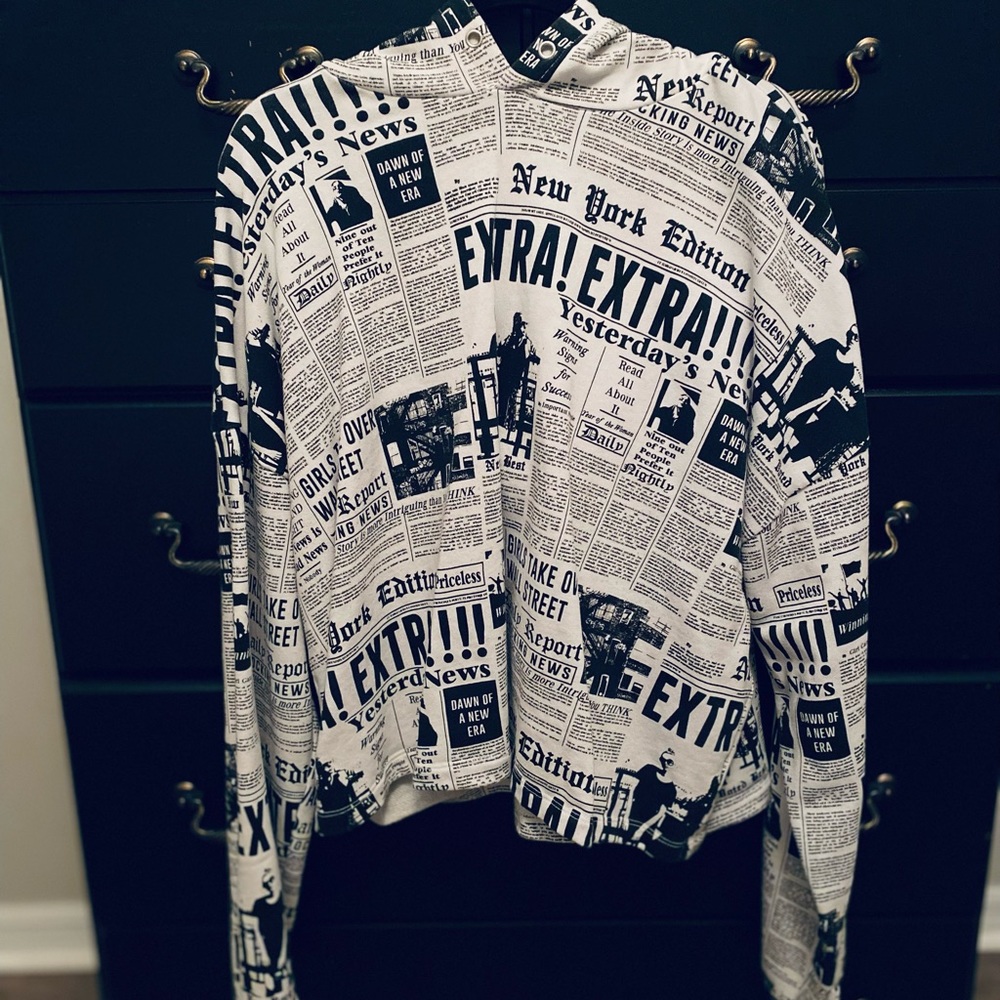 Crop News Article Hoodie Plus Sized
